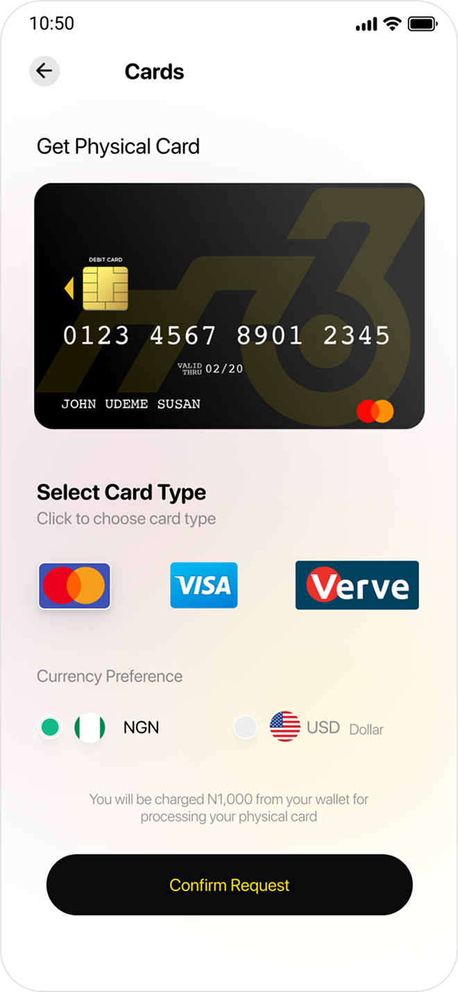 Physical card type
